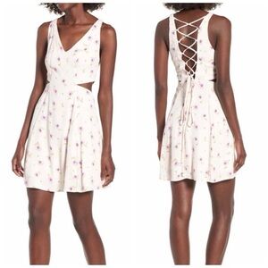 Floral White Dress with Lace-Up Back